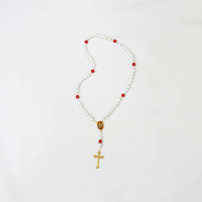 Terço do Divino Espirito Santo Branco e Vermelho - Imagem 1